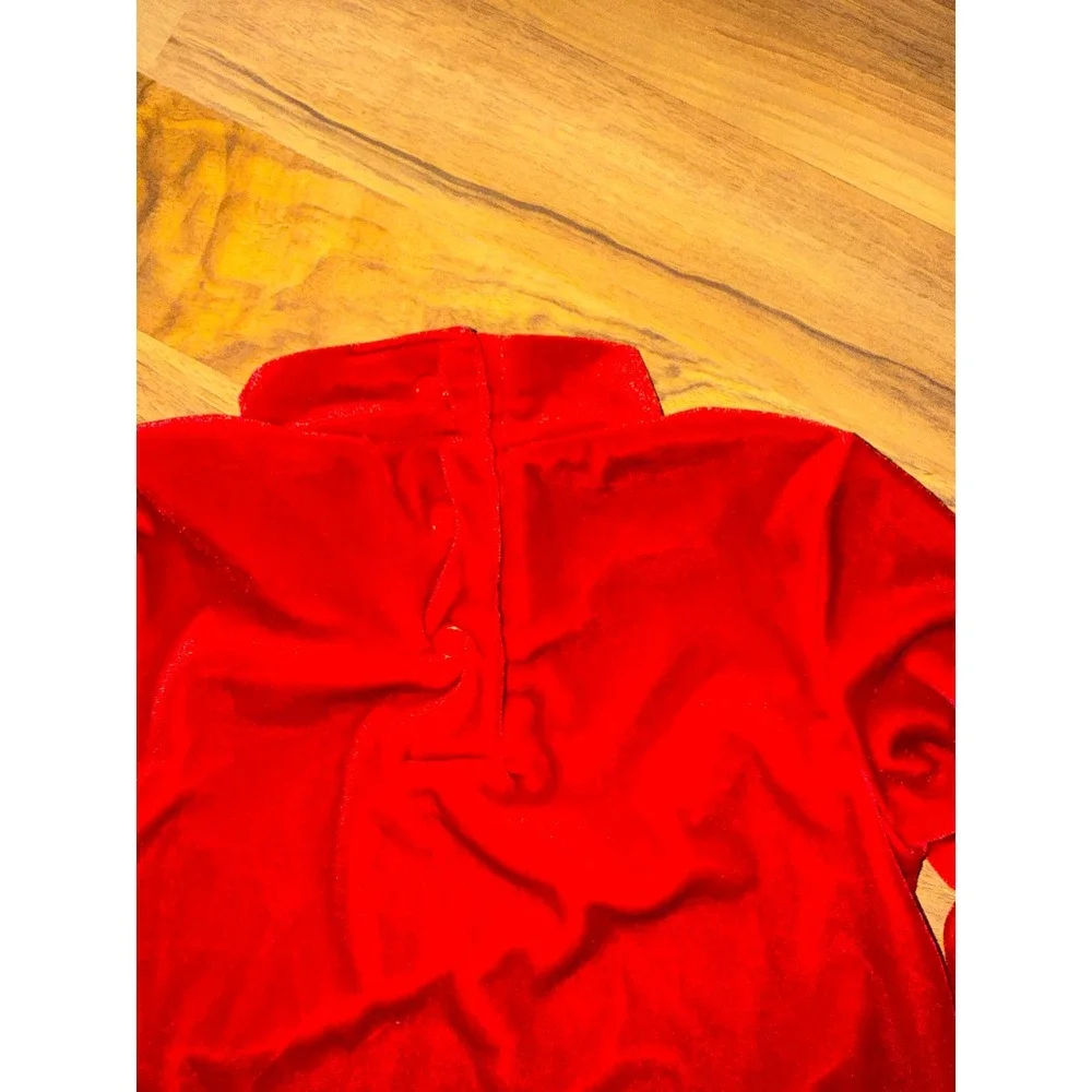 The Children's Place Velvet Bodysuit Baby Girl 24M Red‎ Rose Embroidered Vintage
